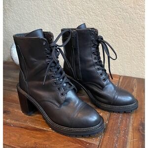 Thursday Boot Co Everyday Black Leather Block Heel Boots Size 6.5